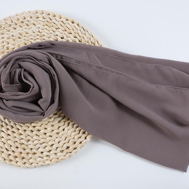 Damen einfarbiger Perlen-Chiffon-Bubbleschal, langer Seiden-Kopfschal, 70x180cm, nahöstlicher Stil