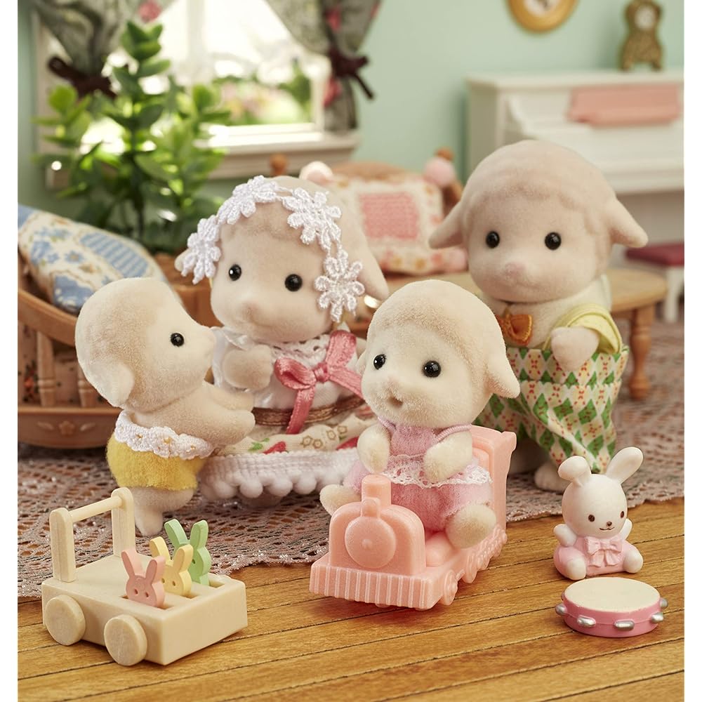 Sylvanian Families EPOCH Twin Sheep Dolls ST Mark Certified Toy for Dollhouse Ages 3 and Up