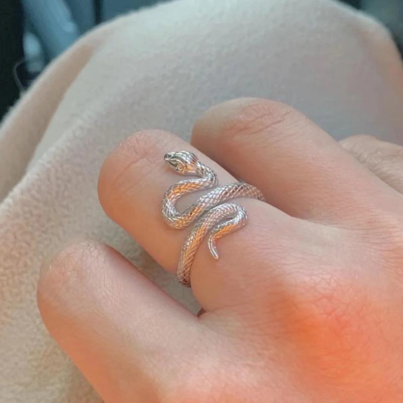 Korean Style Snake Ring for Women – Trendy Curved Design, Simple and Versatile Fashion Statement Adjustable Open Size