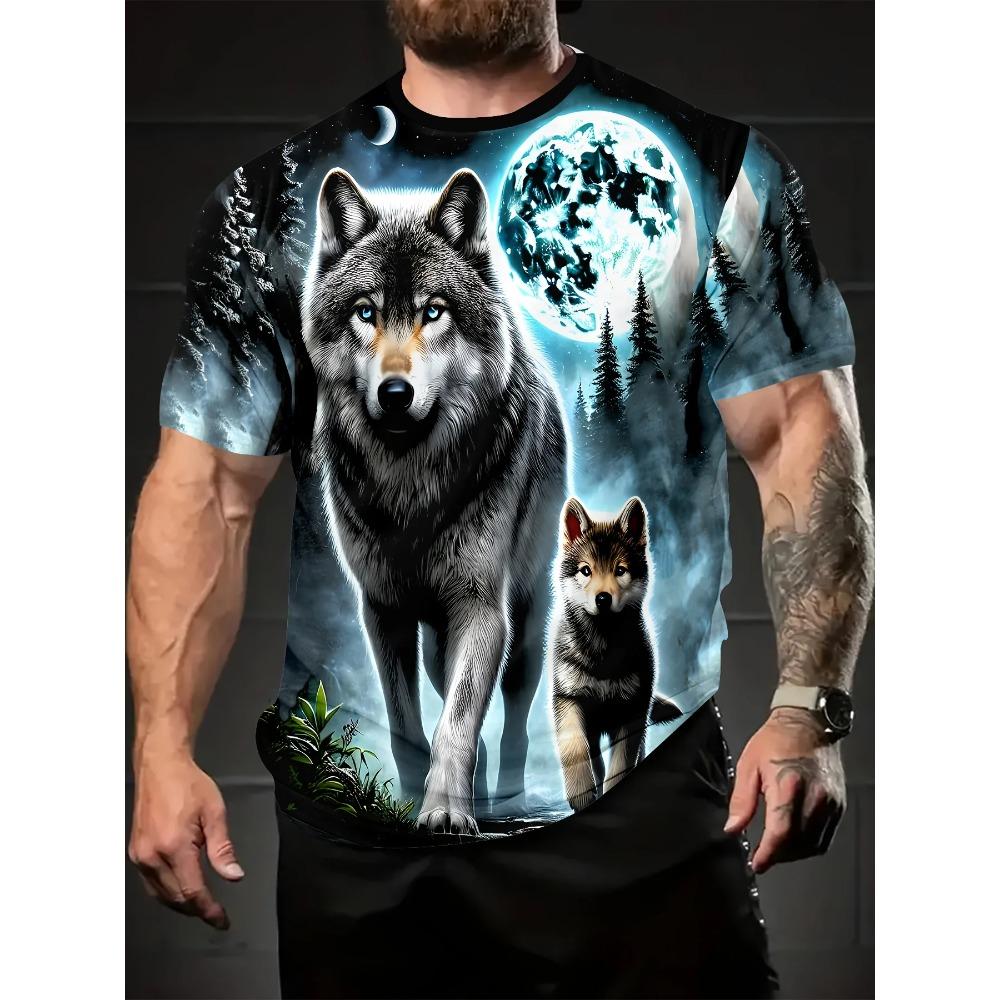 Men's 3D Thunder Dragon Print Crew Neck Short Sleeve T-Shirt Breathable Stretch Fashion T-Shirt Outdoor Casual Party T-Shirt