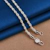 Charm 925 Sterling Silver Accessories Men 4MM 40-60cm 2PCS Rope Chain Necklace Bracelet Women Fashion Wedding Gift Jewelry