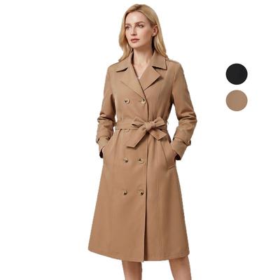 Cappotti da Donna Classico Trench con Cintura e Revers Doppiopetto Lungo Capo d'Abbigliamento Autunno Inverno