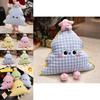 Christmas Tree Shape Decorative Cushion With Embroidered Grid Pattern For Sofa And Bed Decor