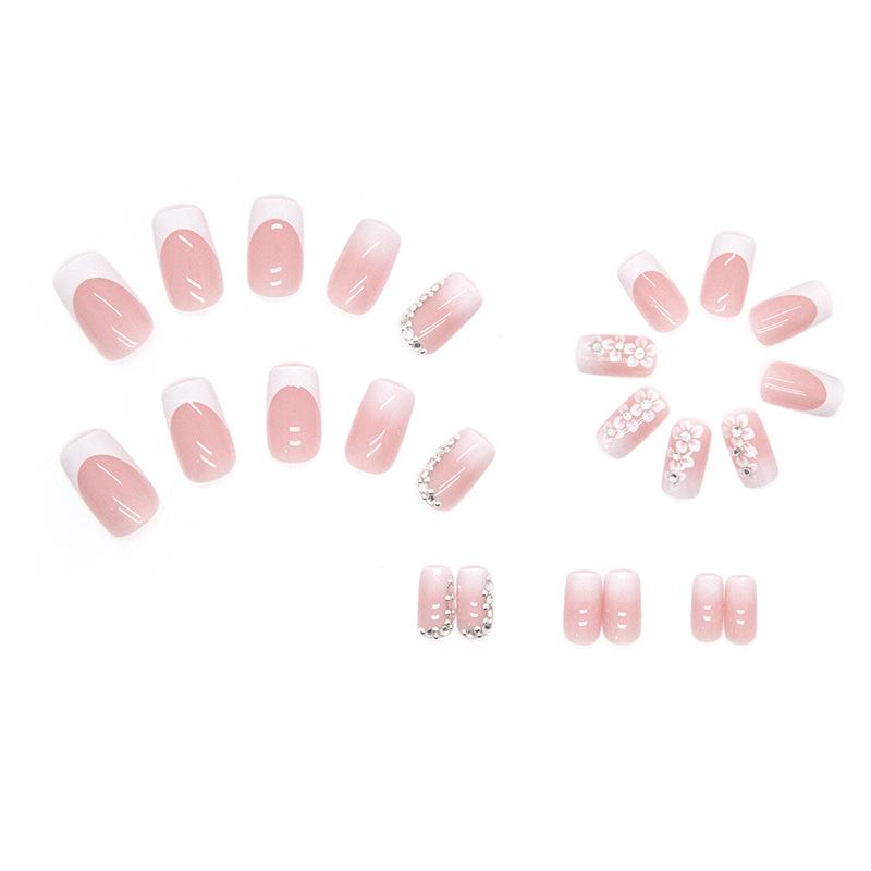 24 Stück weiße, romantische, einfache, französische, reine Lust am Tragen von Nagelhaufen-Diamant-Manikürestücken, künstliche Nägel im europäischen und amerikanischen Ins-Stil