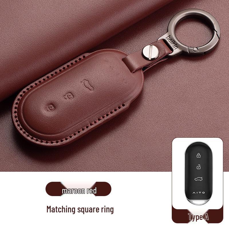 AITO M9/M8/M7/M5 Genuine Leather Key Case - High-Grade Car Accessory
