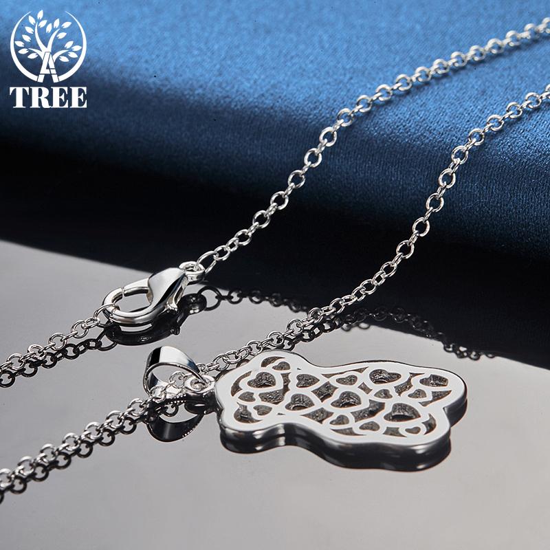 925 Sterling Silver Little Bear Pendant Necklace for Women's Fashion Charm Jewelry