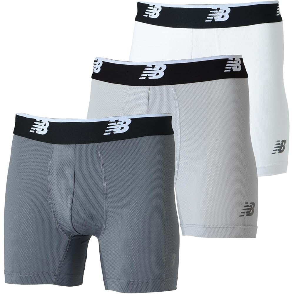 New Balance Men s Boxer Briefs 5-Inch Dry Mesh 3-Pack Castle Rock Mindful Gray Athletic Gray S