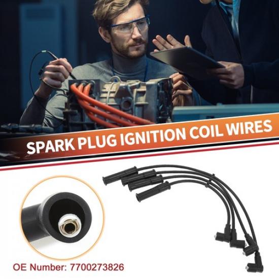 4 Pcs Spark Plug Wire Ignition Coil Cable No.7700273826 for Renault Megane