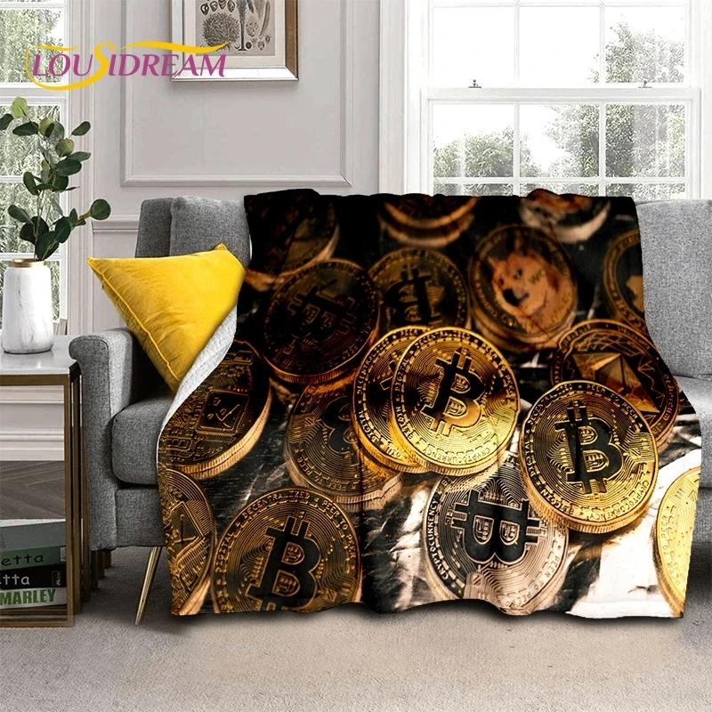 Bitcoin Virtuelle Währung NFT Weiche Flanelldecke für Betten Schlafzimmer Sofa Picknick, Überwurfdecke zum Zudecken Outdoor Freizeit Nickerchen Geschenk