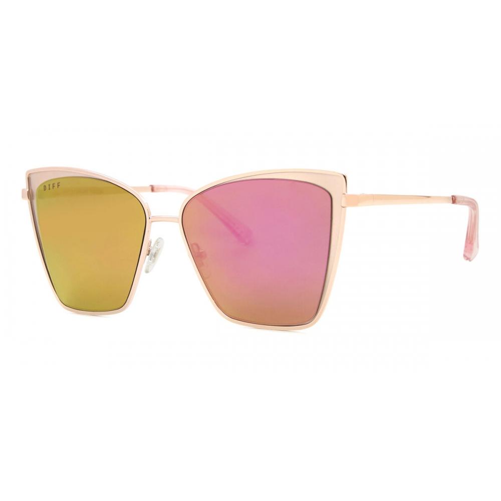 DIFF Becky Rose Gold+pink Mirror Lens Women Sunglasses