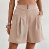 Pocket Solid Color High Waisted Shorts Pocket Pure Color High Waist Button Shorts