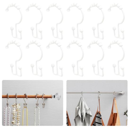 12 Pcs Shower Curtain Hooks Rust Proof Metal Shower Curtain Hooks Double
