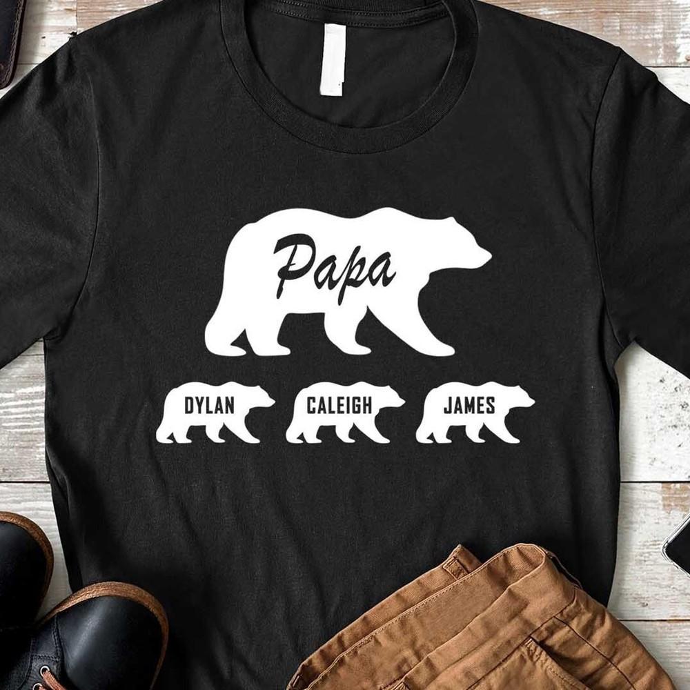 Custom Papa Bear Shirt With Kid Names, Father s Day Shirt, Personalized Papa #26 Unisex T-Shirt XL