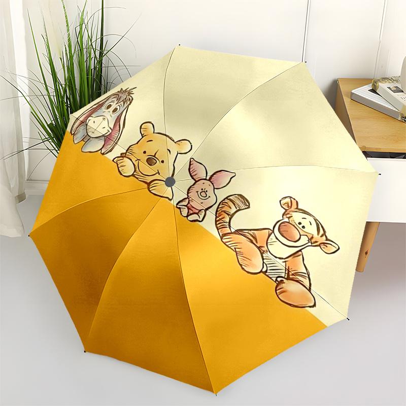 

Winnie and friends Themed Travel Umbrella-8 Ribs Automatic Opening and Closing, Portable Folding Design, Compact and Stylish Umbrella