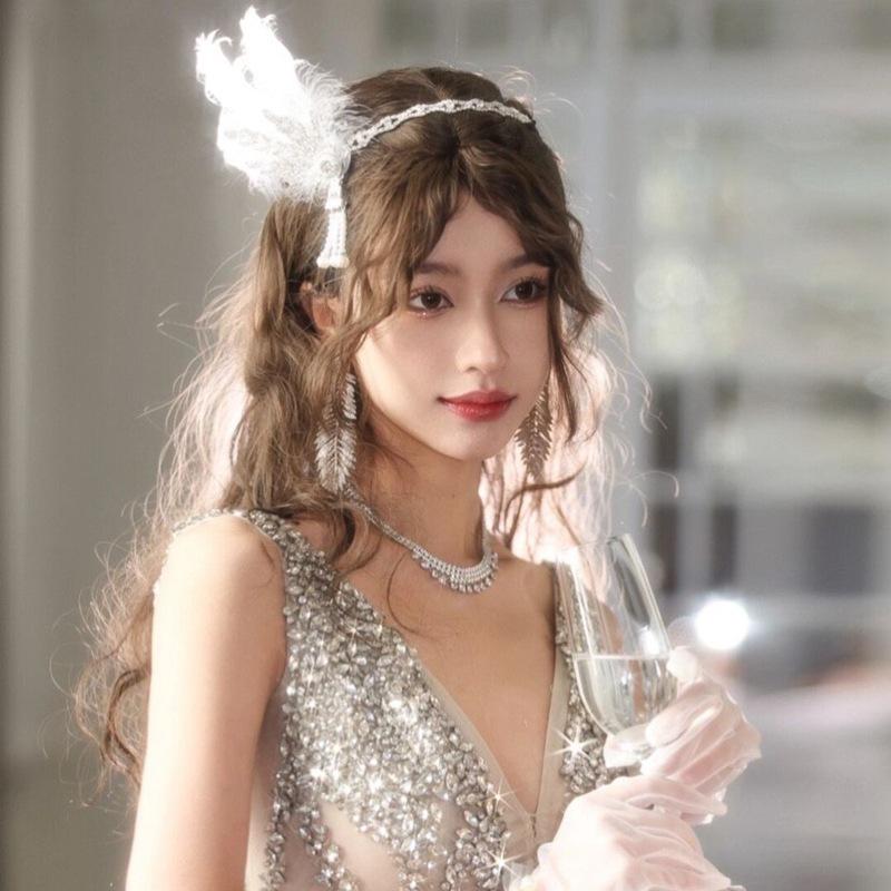 1920s Feather Headband with Rhinestones: Bachelorette Party & Masquerade Accessory
