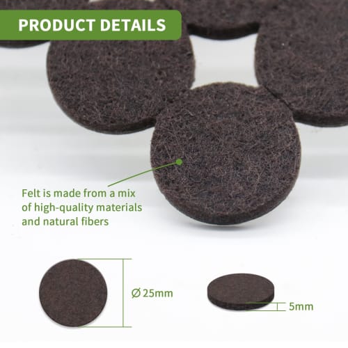 48 Felt Furniture Pads for Hardwood Floors, Furniture Pads, Floor Protectors for Hardwood Floors, Round Felt Furniture Pads, Dark Brown