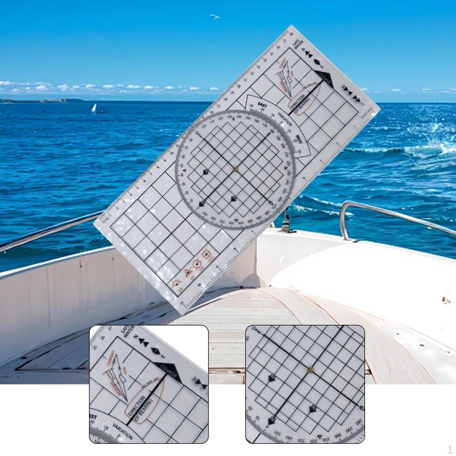 

Course Plotter Marine Protractor,Clear Single Handed Straight Divider,Marine Sailing Useful Strong