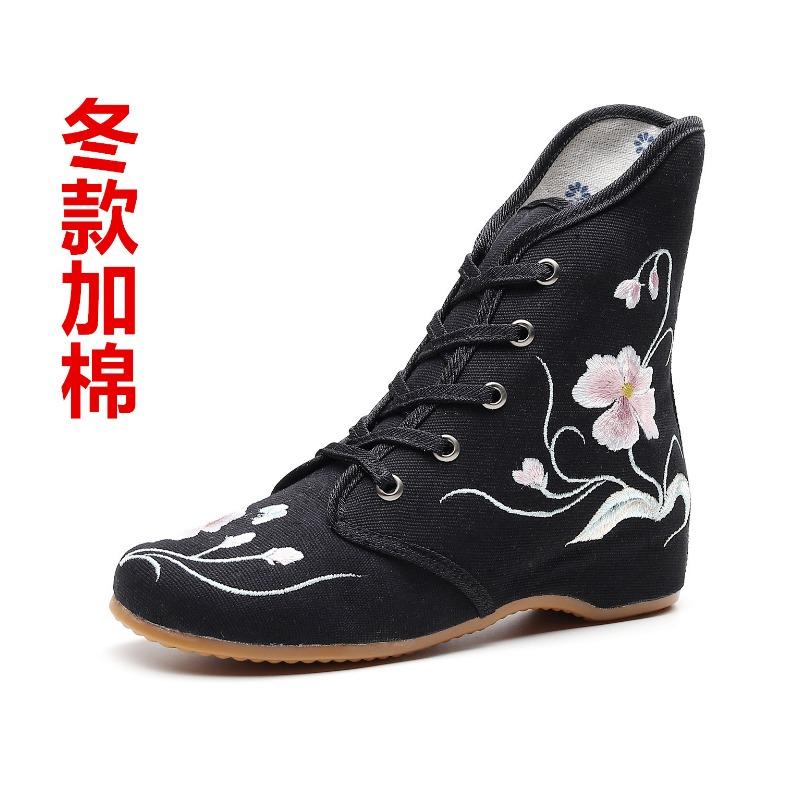 Autumn and winter cm boots embroidered cloth shoes short boots women's inner heightincreasing cloth shoes women's boots