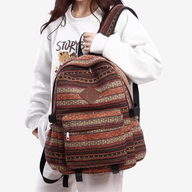 Schultaschenins Vintage Mode Campus Schultasche Weiblich Ethnisch Stil High School Schüler Mittelschule Rucksack Vielseitiger Freizeitrucksack