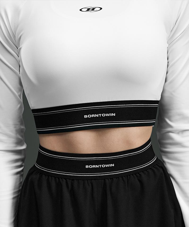 BORN TO WIN W Double Line Band Long Sleeve [White]