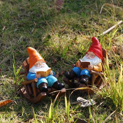 Neuer Stil Sessel Lesender Kobold Ornamente Lässige Heim Desktop Zwerg Zwerg Harz Handwerk Dekoration