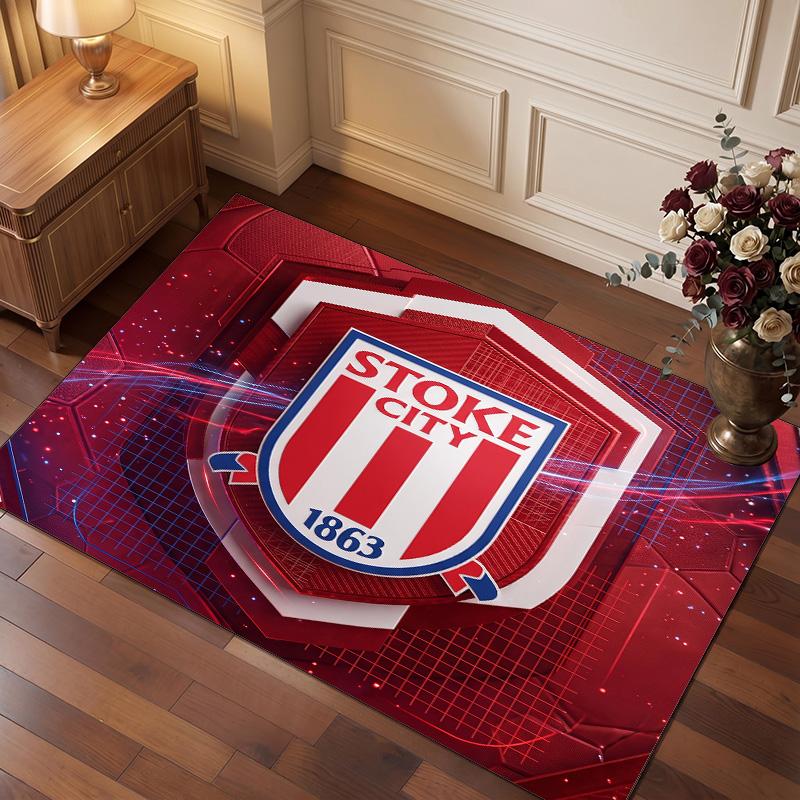Southampton Football Print Crystal Velvet Rug, Comfortable Water Absorbent Non Slip Indoor Floor Carpet