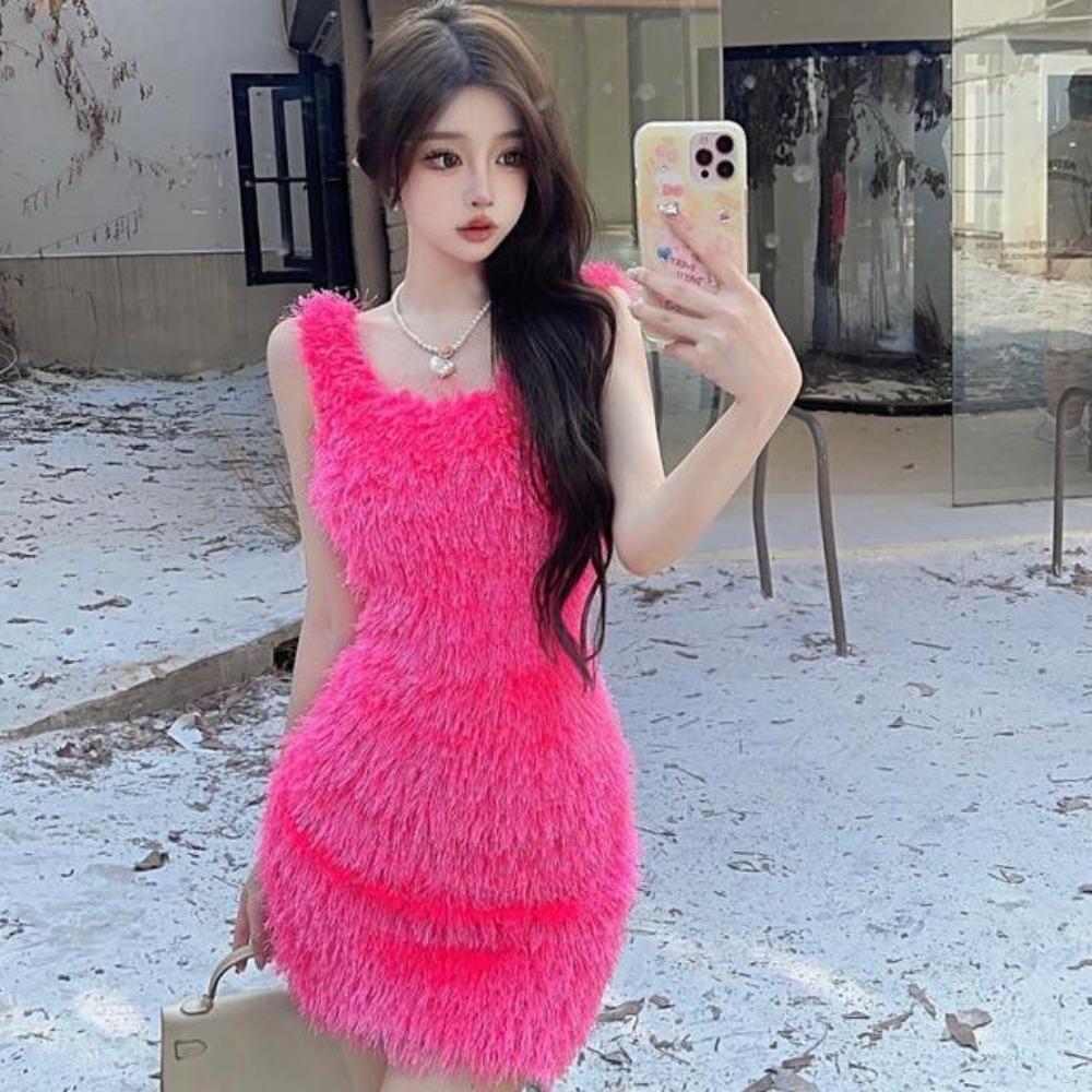 

Платье-комбинация мини с открытой спиной в стиле Pure Desire, осенне-зимний новый стиль, универсальное, с темпераментом, модное, облегающее, однотонное S