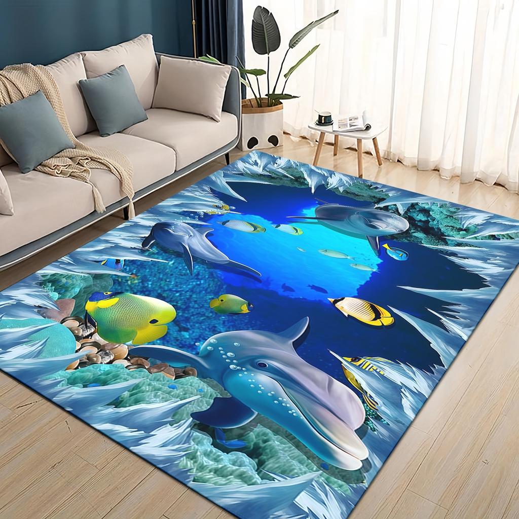 27 Style 3D Illusion Pattern Hallucination Underwater Dino Carpet Rug for Living Room Bedroom Home Sofa,kids Non-slip Floor Mat