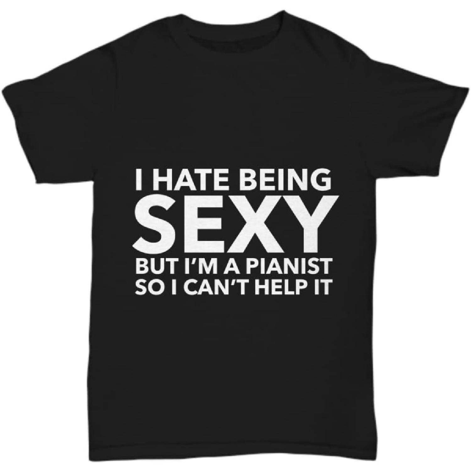 Pianist Tshirt Funny Tshirt for Pianist Teeshirt Pianist Unisex Tee, Black, 3X-Large S