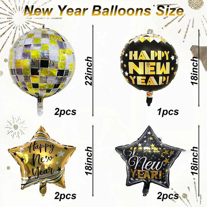 Zestaw 6/7/11 szt. balonów foliowych na Nowy Rok Złote balony z cyframi Duży balon w kształcie butelki wina Dekoracja na imprezę Sylwestrową