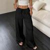 Fashion Women's Versatile Drawstring Casual Solid Color Pleated Wide-leg Pants For Women
