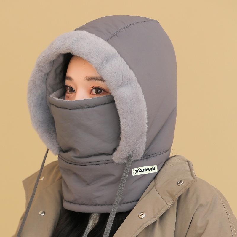 Winter Warm Lei Feng Hat, Thickened with Fleece, Cold-proof Face Mask and Neck, Integrated Outdoor Windproof Cycling Head Cap