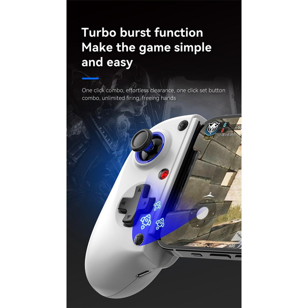 Wireless mobile game controller D11, expandable, with Hall triggers, compatible with tablet devices, supports tablet switching