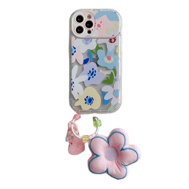Ins Korean Cute Plating Flower 3d Puff Floral Pendant Phone Case For Iphone 14 13 12 11 Pro Max Xr Shockproof Soft Cover Funda
