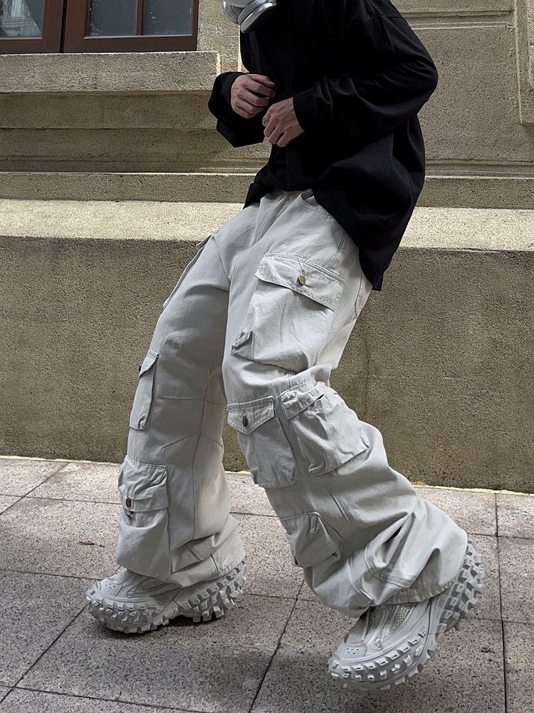 Men's Trendy American Retro Multi-Pocket Wide-Leg Overalls