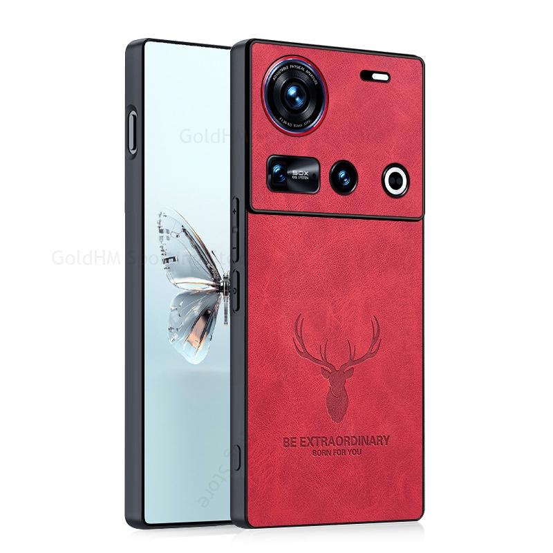 

Чехлы для ZTE nubia Z70S Ultra 3D Мультяшная голова Лось Олень Кожа Защита Задний Чехол для телефона Для Nubia Z70 Ultra Z50 Z60S Pro Мягкий бампер Силиконовая накладка Nubia Z40 Pro красный