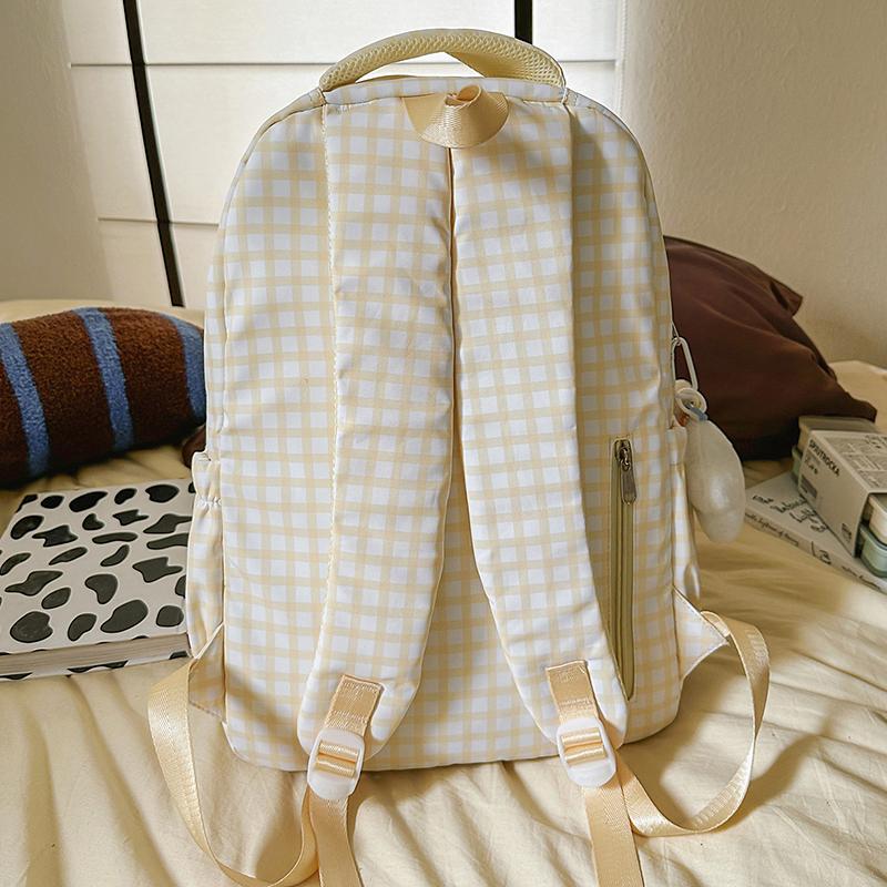 Girls Plaid Backpack Junior High School Student Schoolbag Children Large Capacity Backpack