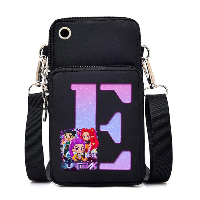 Anime Cartoon Peripheral 26 Letters Mobile Phone Bag Multi-Function Vertical Square Black Messenger Bag