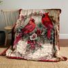 Vintage Christmas Cardinal Bird Print Blanket bedroom Blanket for Livingroom Couch lunch break Soft throw for Friend's festival Gift