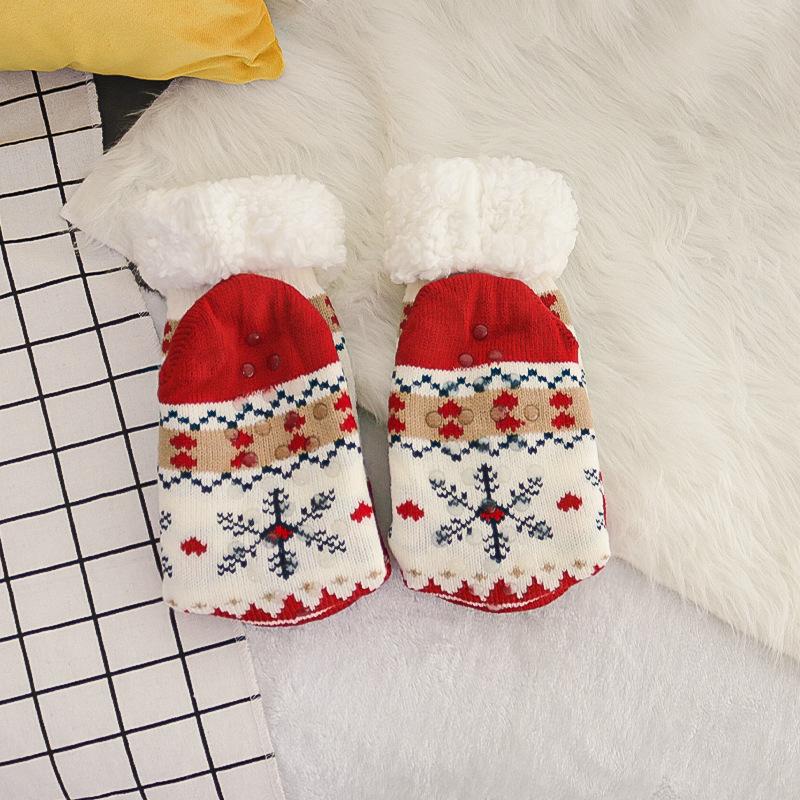 Winter Home Warme Socken Damen Thermo Warme Bodensocken Plüsch Weiche rutschfeste Bodenpantoffeln Kurze Socken Flauschige Hirsch Elch Bär Weihnachten Flauschige Socken Neues Geschenk