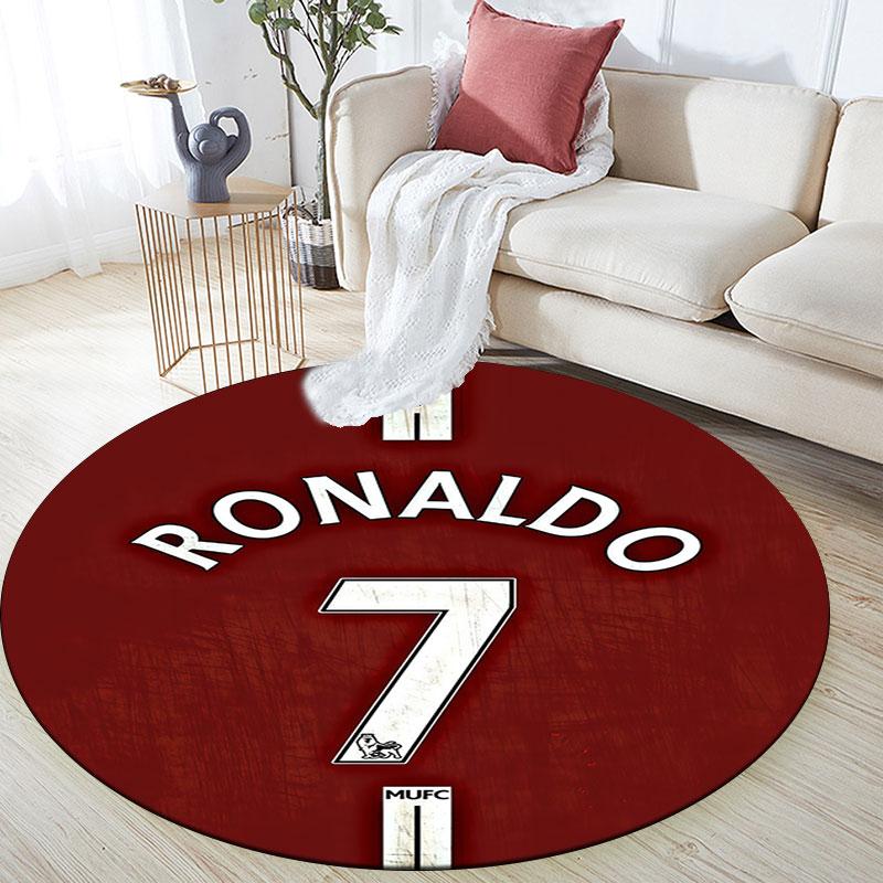 Cristiano Ronaldo bedruckter runder Teppich, rutschfester waschbarer runder Teppich für Wohnzimmer, Schlafzimmer, Spielzimmer, Sportfan-Dekoration, Feiertags-Geburtstagsgeschenk