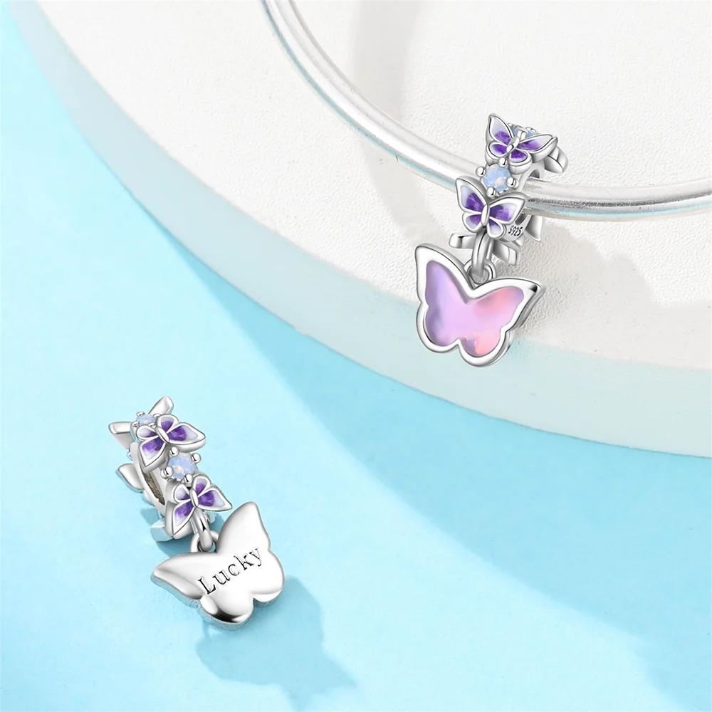 Charms Plata Originales Butterfly Design Flower Design Beads For Charms Copper Bracelet Beads Jewellery Producing Women'S Gift Idea