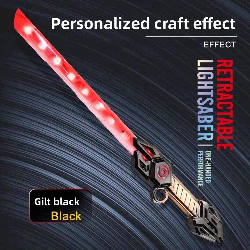 Revolving Laser Sword Retractable Flashing Double-Edged Children Luminous Toy,Light Up Swords Saber and Realistic Handle for Kid,Expandable Light Toy
