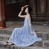 Summer Dark Style Stitching Large Pendulum Bottoming Skirt with Strap Spray Dye Dress