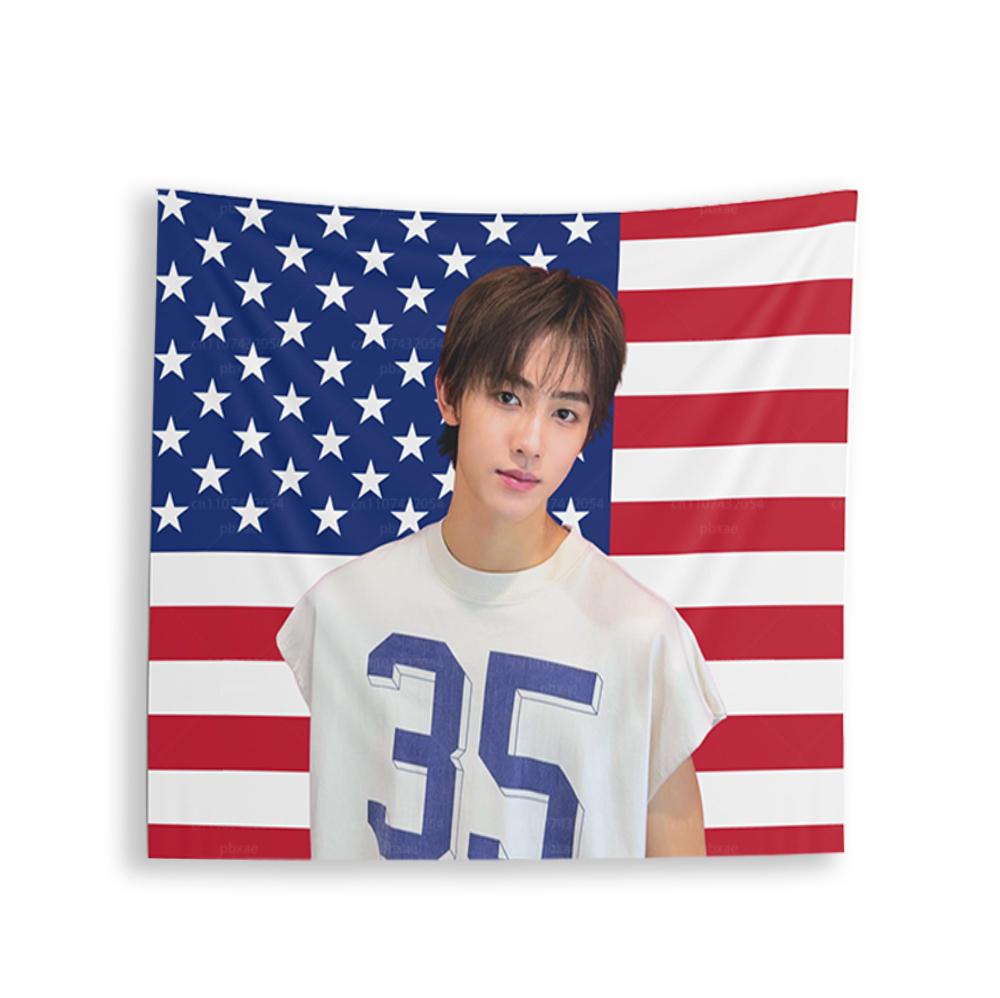 Kpop CCortis Seonghyeon America Flag Tapestry Indoor Wall Tapestries Room Decor Home Wall ArtKpop Fans Gift Cortis Merch