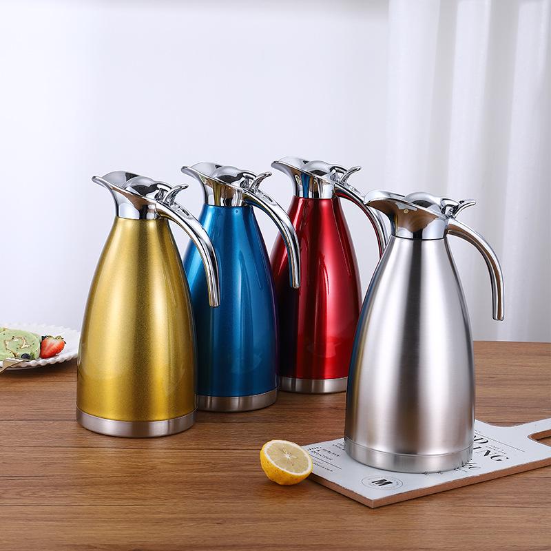 2L European Style Double Layer 304 Stainless Steel Insulated Hot & Cold Water Coffee Kettle