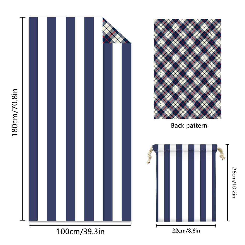 Striped Bath Towel Double-sided Velvet Active Printed Towel Water-absorbing Quick-drying Swimming Couple Beach Towel