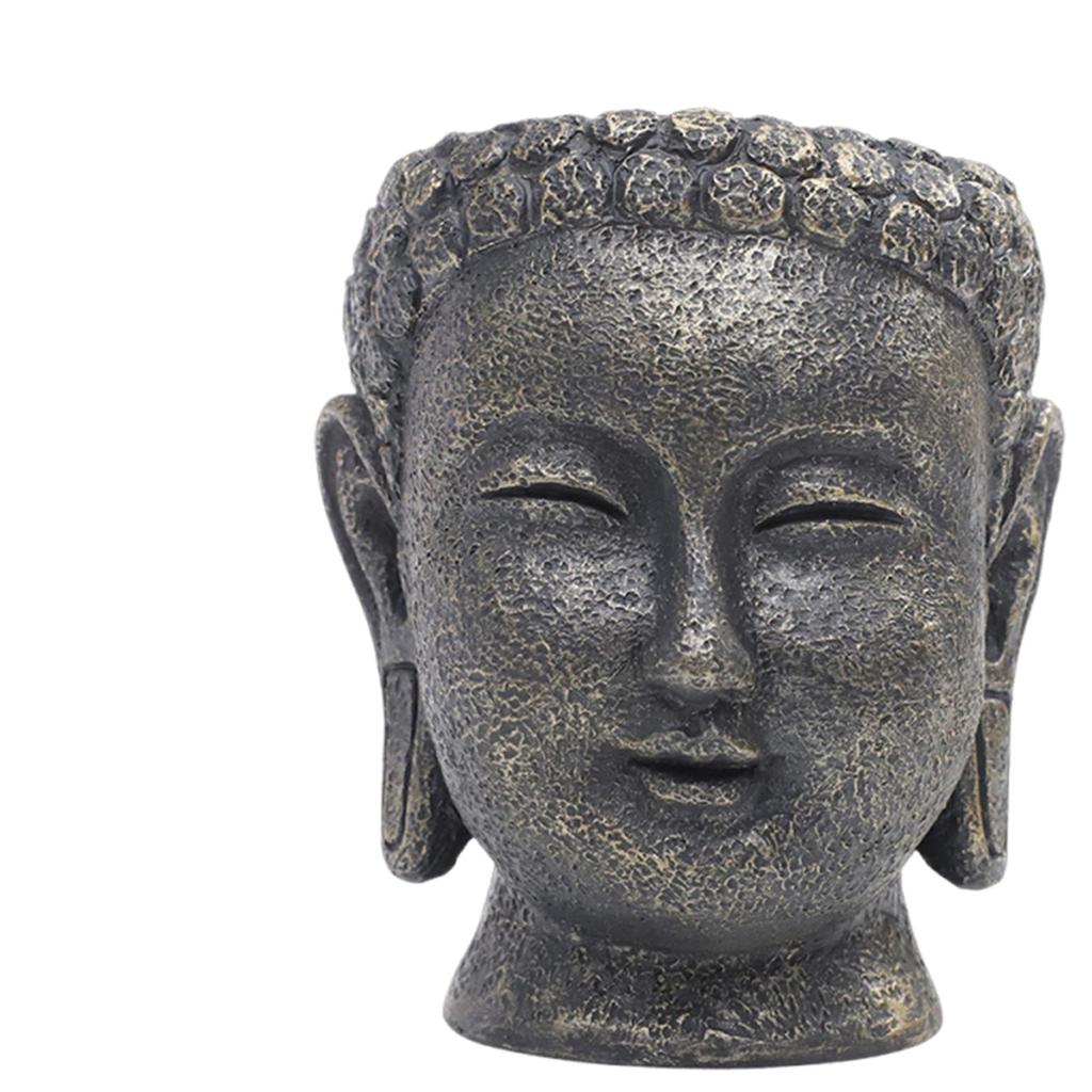 Buddha Head Resin Planter Modern Decorative Flowerpot Statue for Home Office Desktop Garden