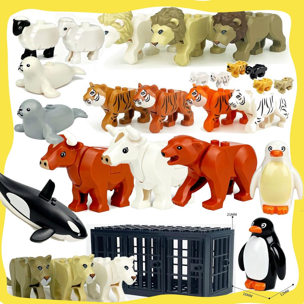 Afrikanische Wildtiere Bausteine Set Löwe Elefant Kamel Hirsch Wolf Giraffe Spielzeugmodell für Kinder Kreatives Kindergeschenk Stein S041