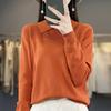 GMXIA Autumn and Winter Knitted Sweater, Women's POLO Neck Solid Color Long-sleeved Sweater, Loose Solid Color Knitted Base Layer